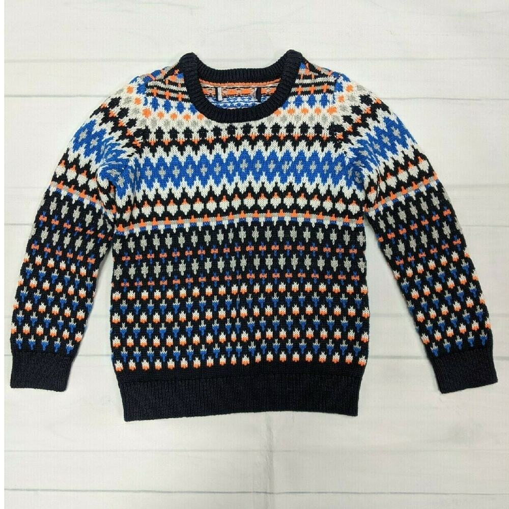 Land's End Blue & Orange Geometric Sweater Boys 4
